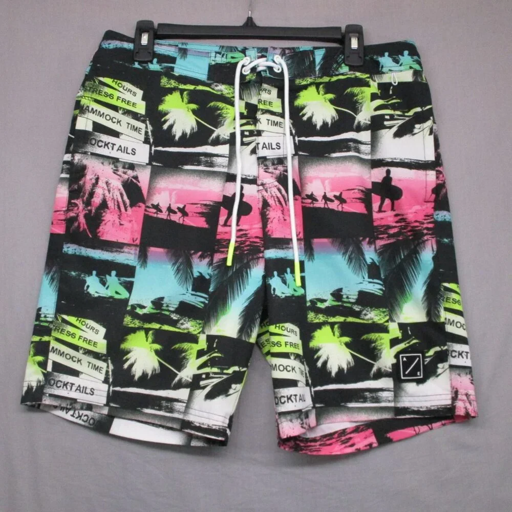 American Eagle Swim Trunks Multi-Color Black‎ Men Size | M